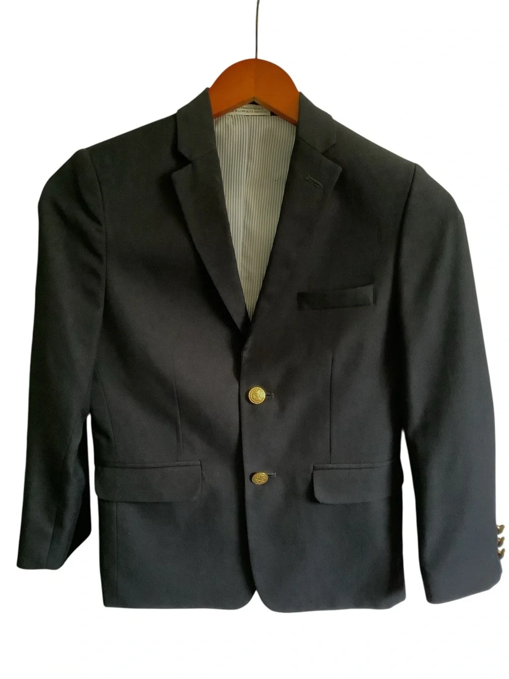Boys 10 Navy Blazer Striped Collar IZOD